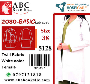 5128-Hospicare-Basic Lab Coat-2080-Female-Twill Fabric-Belted-White-38 | ABC Books