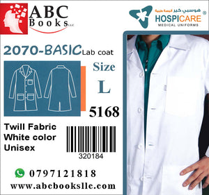 5168-Hospicare-Basic Lab Coat-2070-Unisex-Twill Fabric-White-L | ABC Books