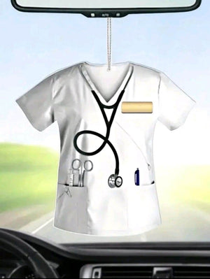 Medical Accessories-Mini Doctor Scrubs Uniform Keychain Charm Car - White | ABC Books