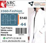 5140-Hospicare-Fashion Lab Coat-2360-Female-Twill Fabric-Belted-Metal Snap-White-44 | ABC Books