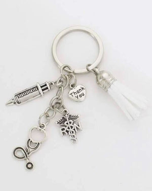 Medical Accessories-Key Ring-Stethoscope-Syringe-silver | ABC Books