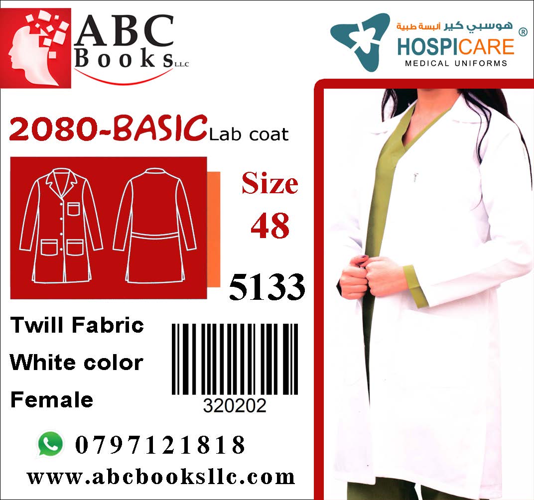 5133-Hospicare-Basic Lab Coat-2080-Female-Twill Fabric-Belted-White-48