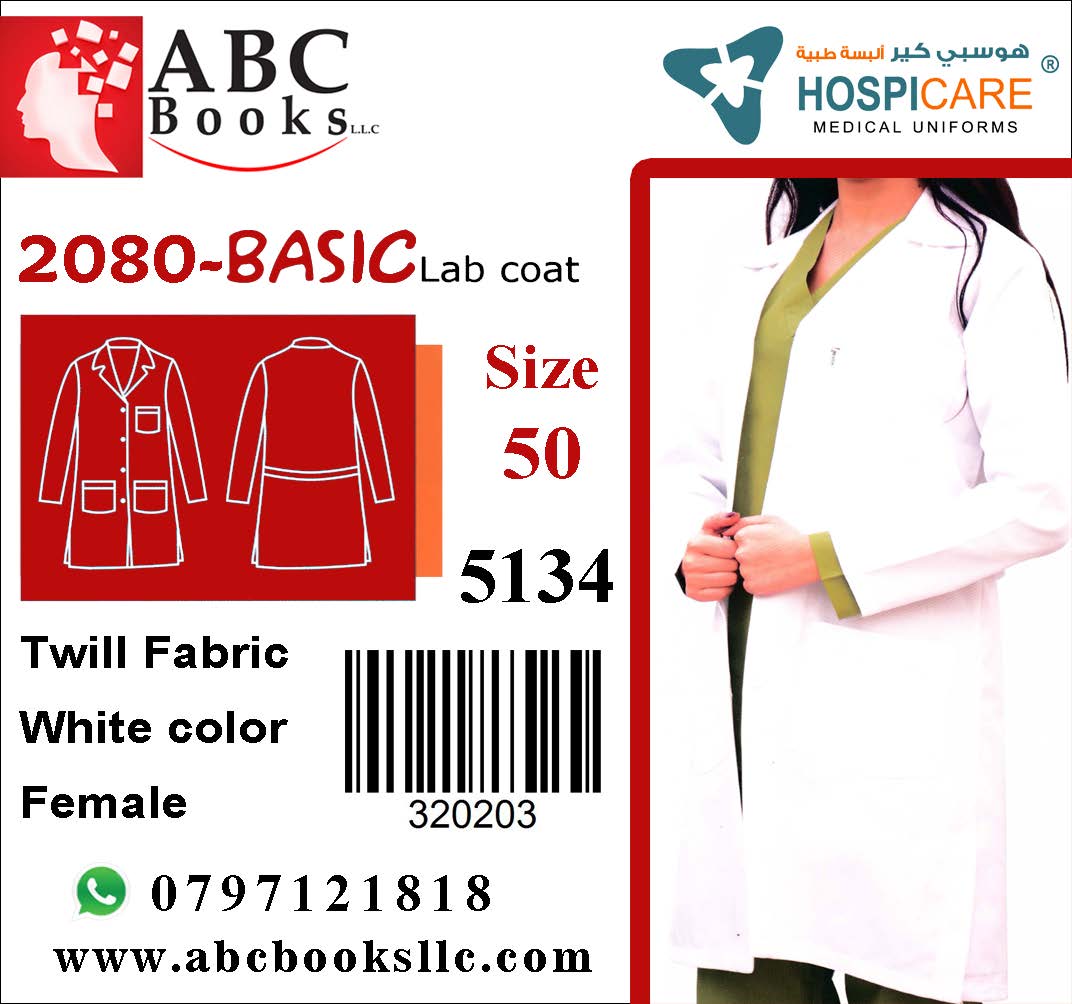 5134-Hospicare-Basic Lab Coat-2080-Female-Twill Fabric-Belted-White-50