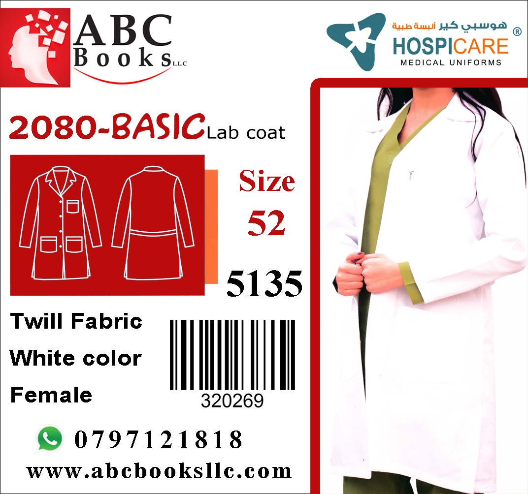 5135-Hospicare-Basic Lab Coat-2080-Female-Twill Fabric-Belted-White-52