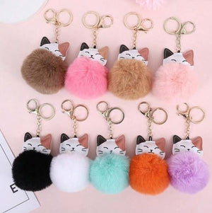 Accessories-Key Ring-Cute Cat Pom Pom | ABC Books