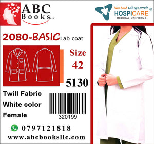 5130-Hospicare-Basic Lab Coat-2080-Female-Twill Fabric-Belted-White-42 | ABC Books