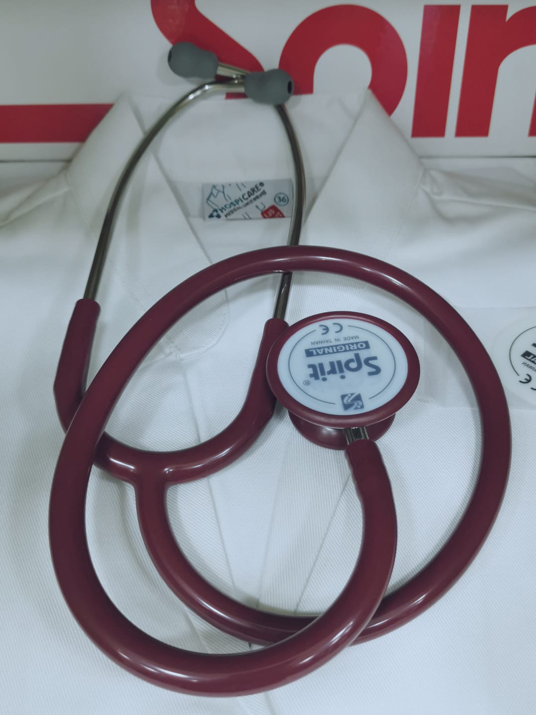 Spirit Majestic Series Adult Dual Head Stethoscope-Red