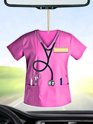Medical Accessories-Mini Doctor Scrubs Uniform Keychain Charm Car - pink | ABC Books