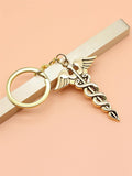 Key Ring- Snake & Wing Charm Keychain - Gold | ABC Books