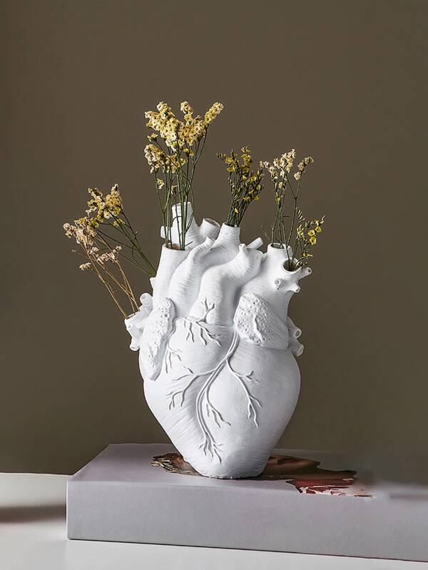 Medical Accessories-Heart Shaped Flower Vase, White