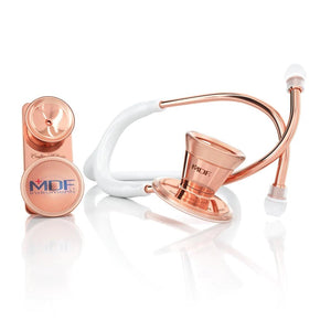 7109-MDF Procardial® Stainless Steel Adult & Pediatric Stethoscope-White/Rose Gold | ABC Books