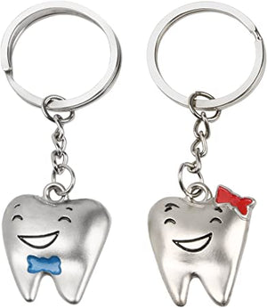 Medical Accessories-TRIXES Silver His and Hers Teeth Keyrings | ABC Books