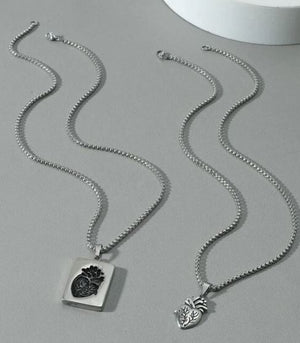 Medical Accessories-Necklace-2pcs Men Heart-silver | ABC Books