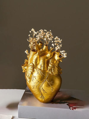 Heart Shaped Flower Vase, Gold | ABC Books