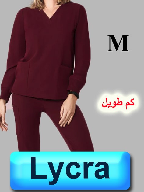4080-ABC Scrub-Lycra Tweh-Long Sleeve-Wine-M