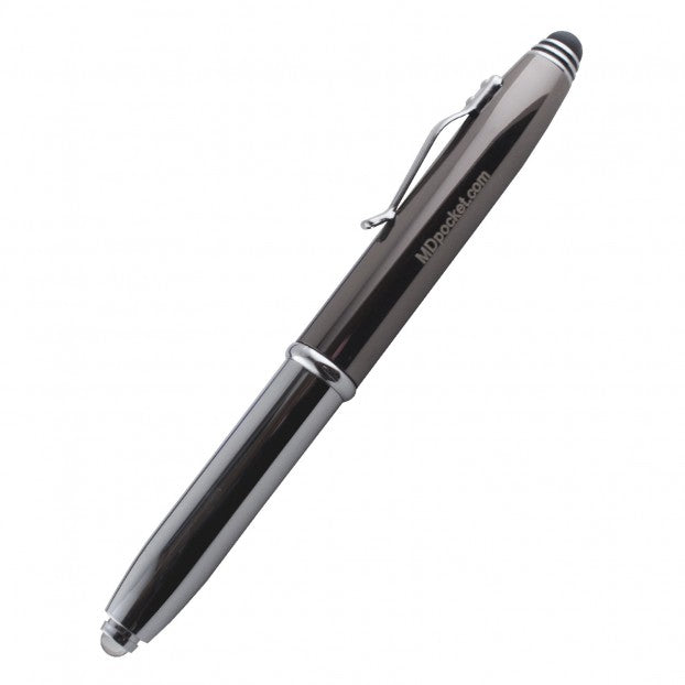 Medical Tools-Twist Pocket Pen Light with Stylus-MDpocket-USA-BLK