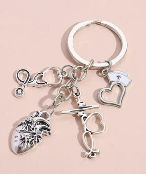 Medical Accessories-Key Ring-Heart & Stethoscope-silver | ABC Books