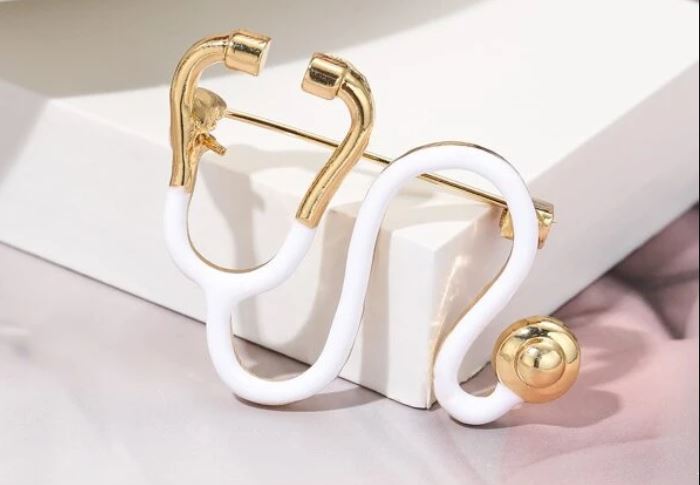 Medical Accessories-Brooch-Stethoscope Design-white